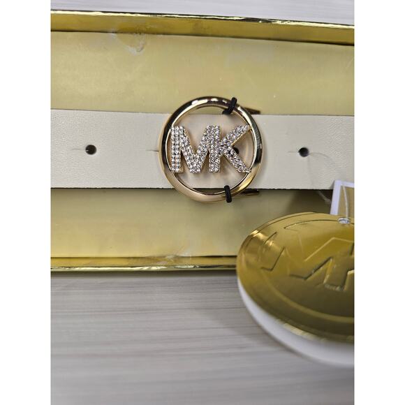 Michael Kors Lt Cream 28mm Pave Logo Belt in size Large/Extra Large - Picture 2 of 4